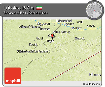 Physical Panoramic Map of Lūtak-e Pā'īn