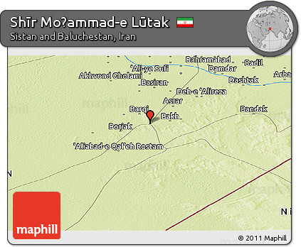 Physical Panoramic Map of Shīr Moḩammad-e Lūtak