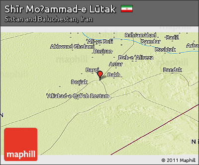 Physical Panoramic Map of Shīr Moḩammad-e Lūtak