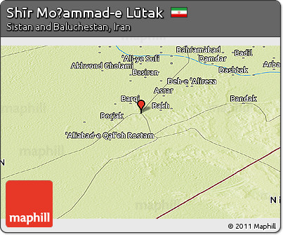 Physical Panoramic Map of Shīr Moḩammad-e Lūtak