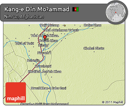 Physical 3D Map of Kang-e Dīn Moḩammad