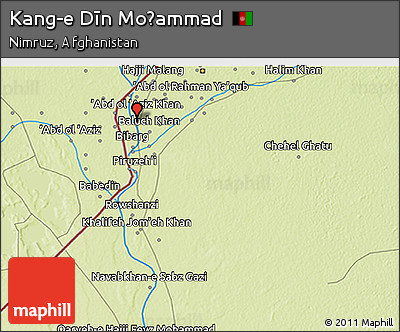 Physical 3D Map of Kang-e Dīn Moḩammad