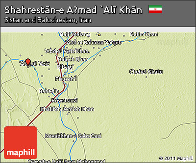 Physical 3D Map of Shahrestān-e Aḩmad `Alī Khān