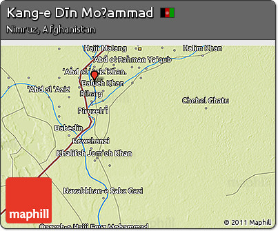 Physical 3D Map of Kang-e Dīn Moḩammad
