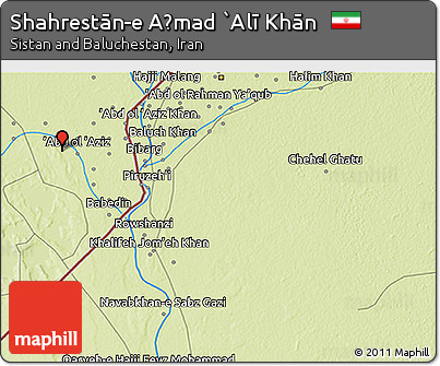 Physical 3D Map of Shahrestān-e Aḩmad `Alī Khān