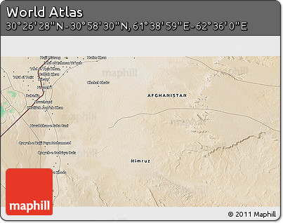 Satellite 3D Map of the Area around 30° 42' 29" N, 62° 7' 30" E