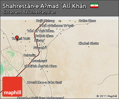Satellite 3D Map of Shahrestān-e Aḩmad `Alī Khān