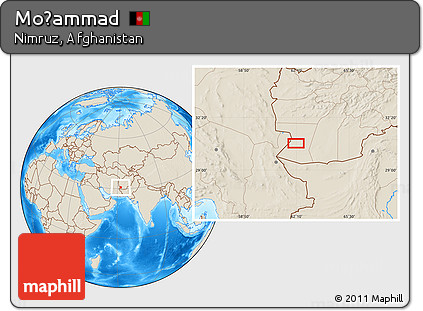 Shaded Relief Location Map of Moḩammad