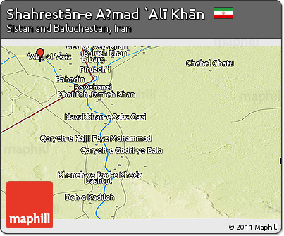 Physical Panoramic Map of Shahrestān-e Aḩmad `Alī Khān