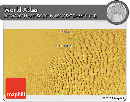 Physical 3D Map of the Area around 30° 42' 29" N, 65° 31' 30" E