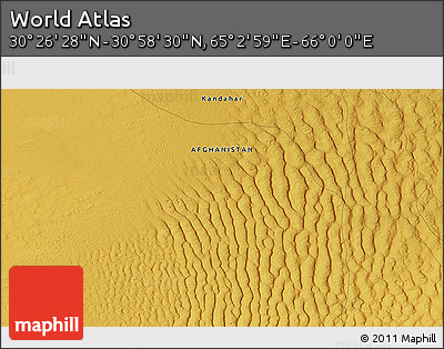 Physical 3D Map of the Area around 30° 42' 29" N, 65° 31' 30" E