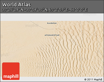 Satellite 3D Map of the Area around 30° 42' 29" N, 65° 31' 30" E