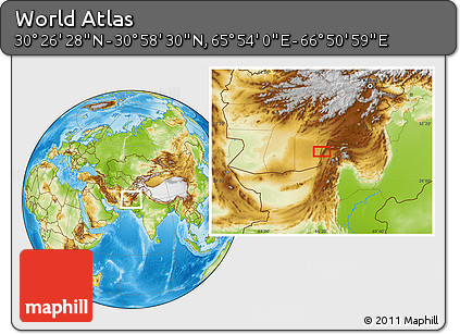 Physical Location Map of the Area around 30° 42' 29" N, 66° 22' 30" E