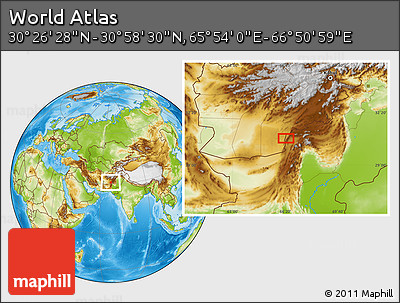 Physical Location Map of the Area around 30° 42' 29" N, 66° 22' 30" E