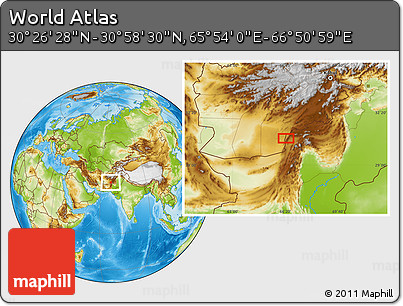 Physical Location Map of the Area around 30° 42' 29" N, 66° 22' 30" E