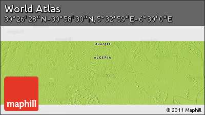 Physical Panoramic Map of the Area around 30° 42' 29" N, 6° 1' 30" E