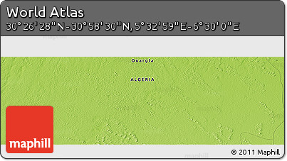 Physical Panoramic Map of the Area around 30° 42' 29" N, 6° 1' 30" E