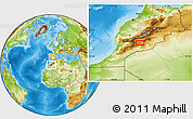 Physical Location Map of the area around 30° 42' 29" N, 6° 43' 29" W