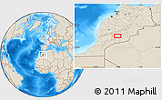 Shaded Relief Location Map of the area around 30° 42' 29" N, 6° 43' 29" W