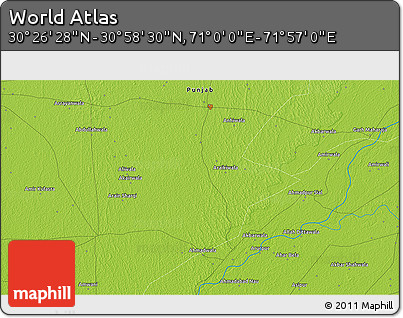 Physical 3D Map of the Area around 30° 42' 29" N, 71° 28' 29" E
