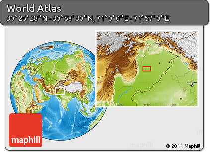 Physical Location Map of the Area around 30° 42' 29" N, 71° 28' 29" E