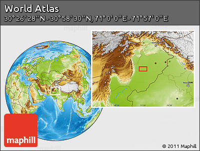 Physical Location Map of the Area around 30° 42' 29" N, 71° 28' 29" E