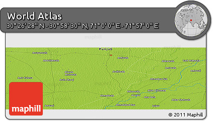 Physical Panoramic Map of the Area around 30° 42' 29" N, 71° 28' 29" E