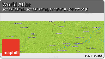 Physical Panoramic Map of the Area around 30° 42' 29" N, 71° 28' 29" E