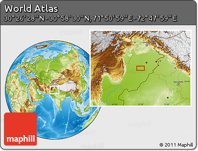Physical Location Map of the Area around 30° 42' 29" N, 72° 19' 29" E
