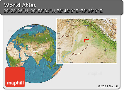 Satellite Location Map of the Area around 30° 42' 29" N, 73° 10' 30" E