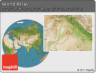 Satellite Location Map of the Area around 30° 42' 29" N, 73° 10' 30" E