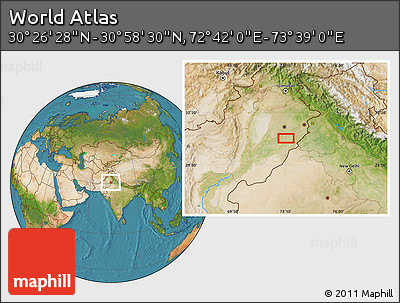 Satellite Location Map of the Area around 30° 42' 29" N, 73° 10' 30" E