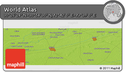 Physical Panoramic Map of the Area around 30° 42' 29" N, 73° 10' 30" E