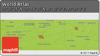 Physical Panoramic Map of the Area around 30° 42' 29" N, 73° 10' 30" E