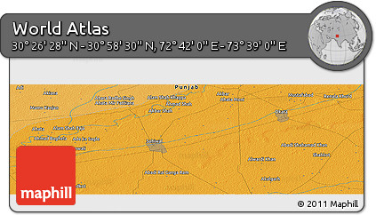 Political Panoramic Map of the Area around 30° 42' 29" N, 73° 10' 30" E