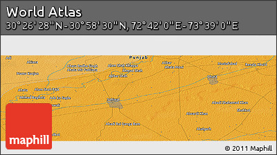 Political Panoramic Map of the Area around 30° 42' 29" N, 73° 10' 30" E