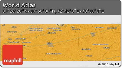 Political Panoramic Map of the Area around 30° 42' 29" N, 73° 10' 30" E
