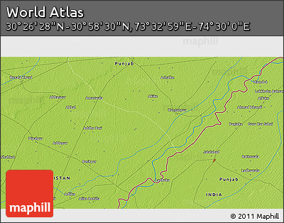 Physical 3D Map of the Area around 30° 42' 29" N, 74° 1' 30" E