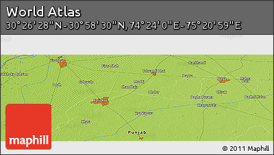 Physical Panoramic Map of the Area around 30° 42' 29" N, 74° 52' 30" E