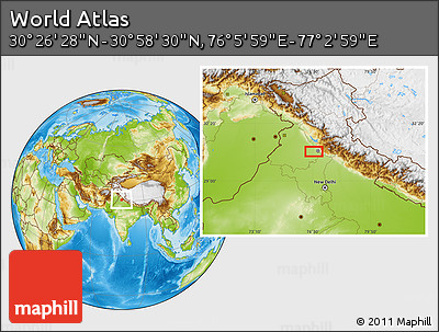 Physical Location Map of the Area around 30° 42' 29" N, 76° 34' 29" E