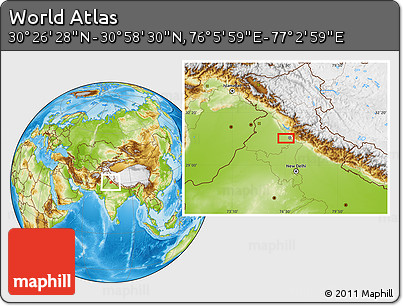 Physical Location Map of the Area around 30° 42' 29" N, 76° 34' 29" E