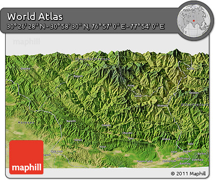 Satellite 3D Map of the Area around 30° 42' 29" N, 77° 25' 30" E