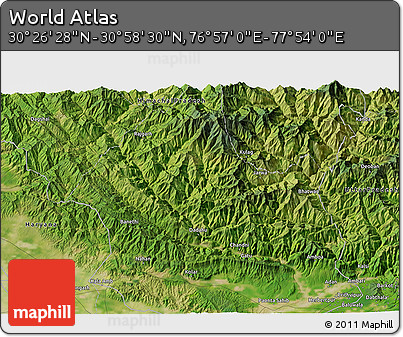 Satellite 3D Map of the Area around 30° 42' 29" N, 77° 25' 30" E