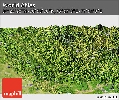 Satellite 3D Map of the Area around 30° 42' 29" N, 77° 25' 30" E