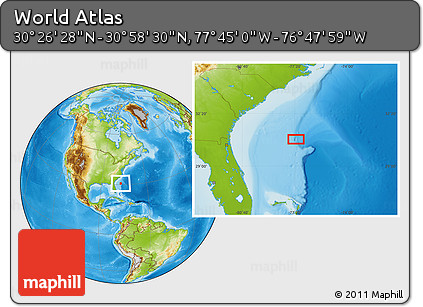 Physical Location Map of the Area around 30° 42' 29" N, 77° 16' 30" W
