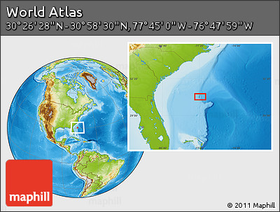 Physical Location Map of the Area around 30° 42' 29" N, 77° 16' 30" W