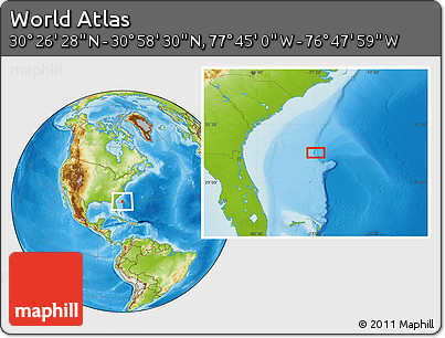 Physical Location Map of the Area around 30° 42' 29" N, 77° 16' 30" W