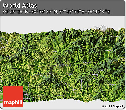 Satellite 3D Map of the Area around 30° 42' 29" N, 78° 16' 30" E