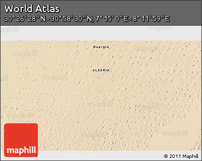 Satellite 3D Map of the Area around 30° 42' 29" N, 7° 43' 29" E