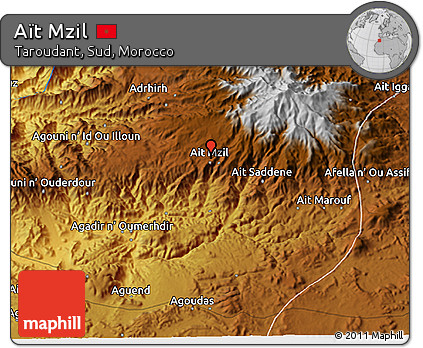 Physical 3D Map of Aït Mzil